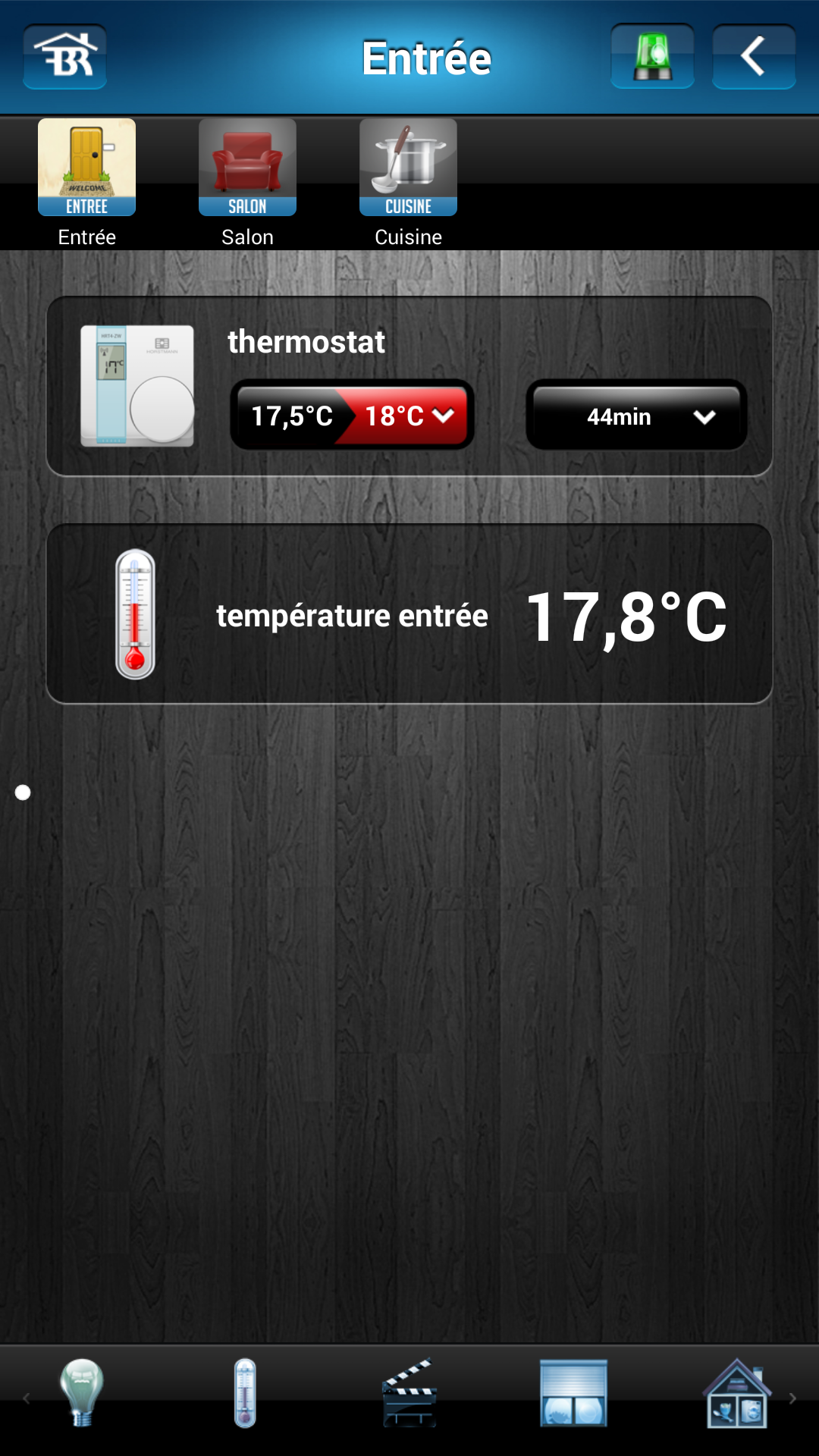 exemple d'écran de contrôle du chauffage sur téléphone mobile